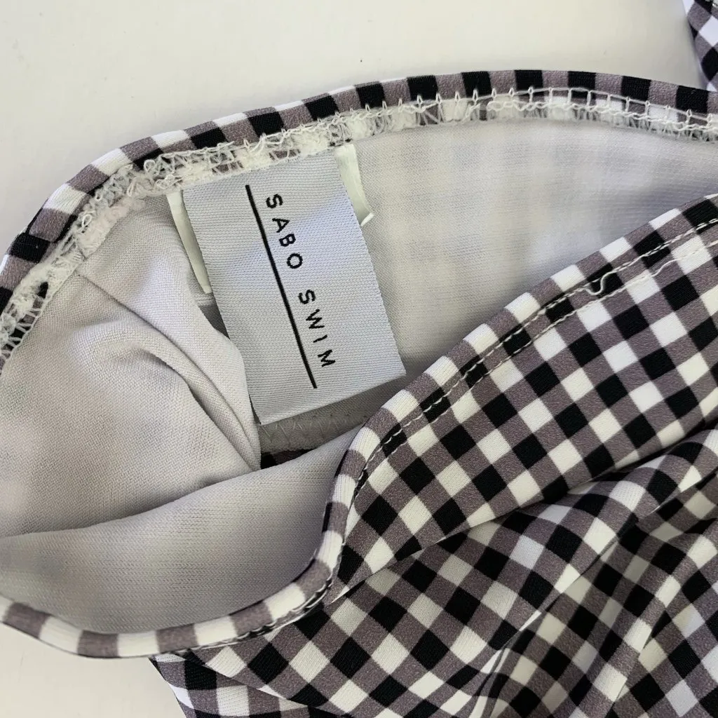 Sabo Swim Bikini Top Small Black White Check Summer Beachwear Y2K Retro - Image 3