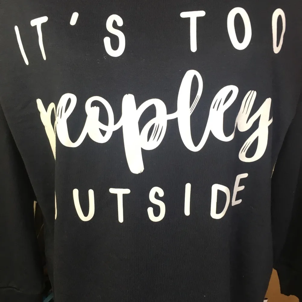 NEW It’s too people out side pullover light sweatshirt Large Navy Blue - Image 2