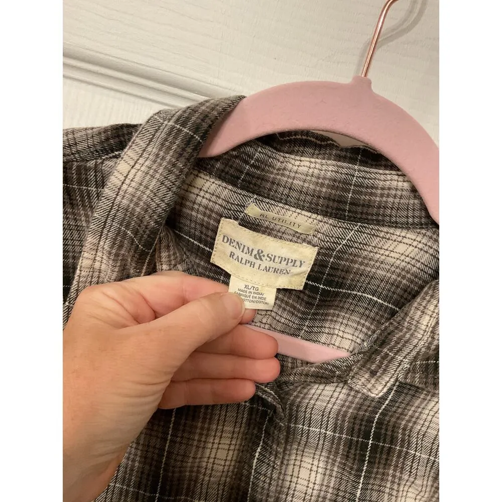 Denim & Supply Ralph Lauren RL Utility Plaid Flannel Button Down Shirt, XL - Image 2