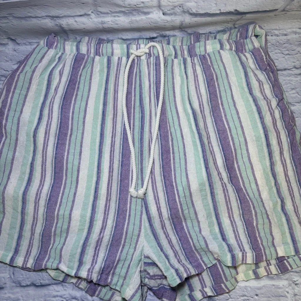 LULUS FOREVER ADVENTURE LILAC PURPLE MULTI STRIPED DRAWSTRING COTTON ROMPER XL - Image 13