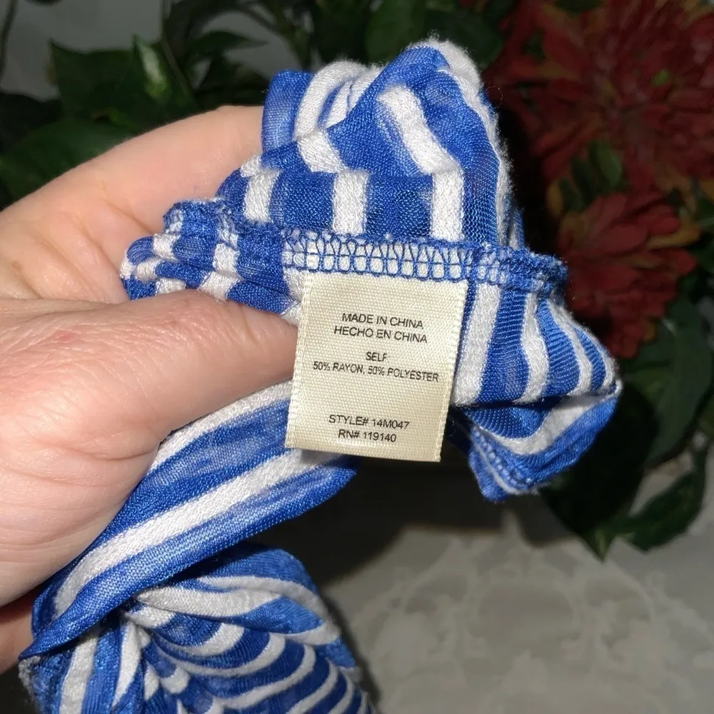 Double Zero Blue & White Stripes Dolman Sleeves Lightweight Top M - Image 6