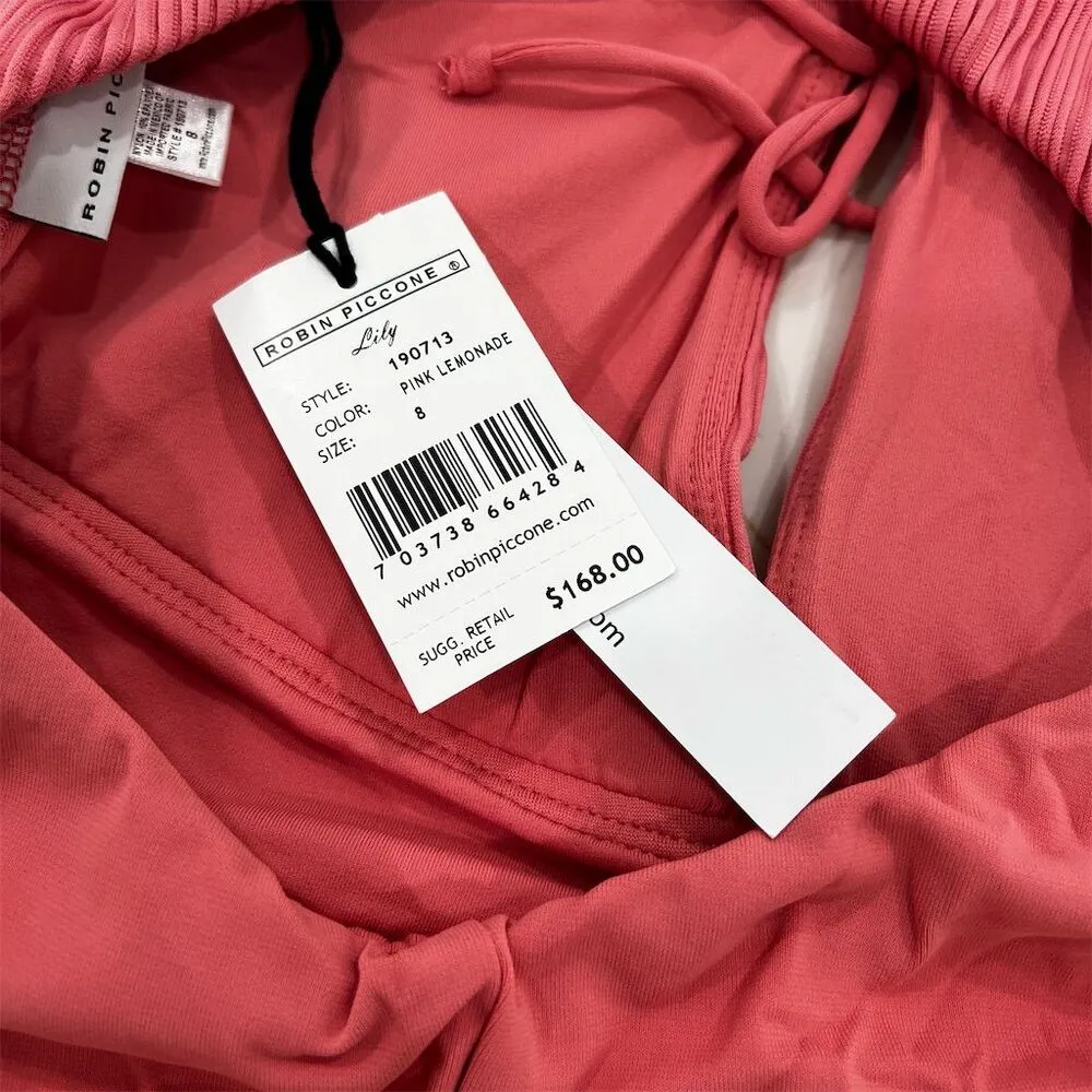 Robin Piccone Women's Pink One Piece Swimsuit Size 8 Plunging Neckline - Image 5