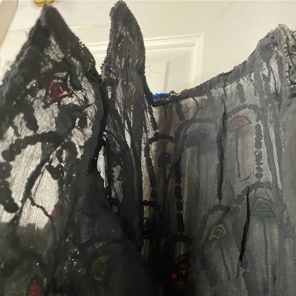 Vintage Jasmine by KVM Black Sequin Embellished Top cosplay dress up flapper - Image 7