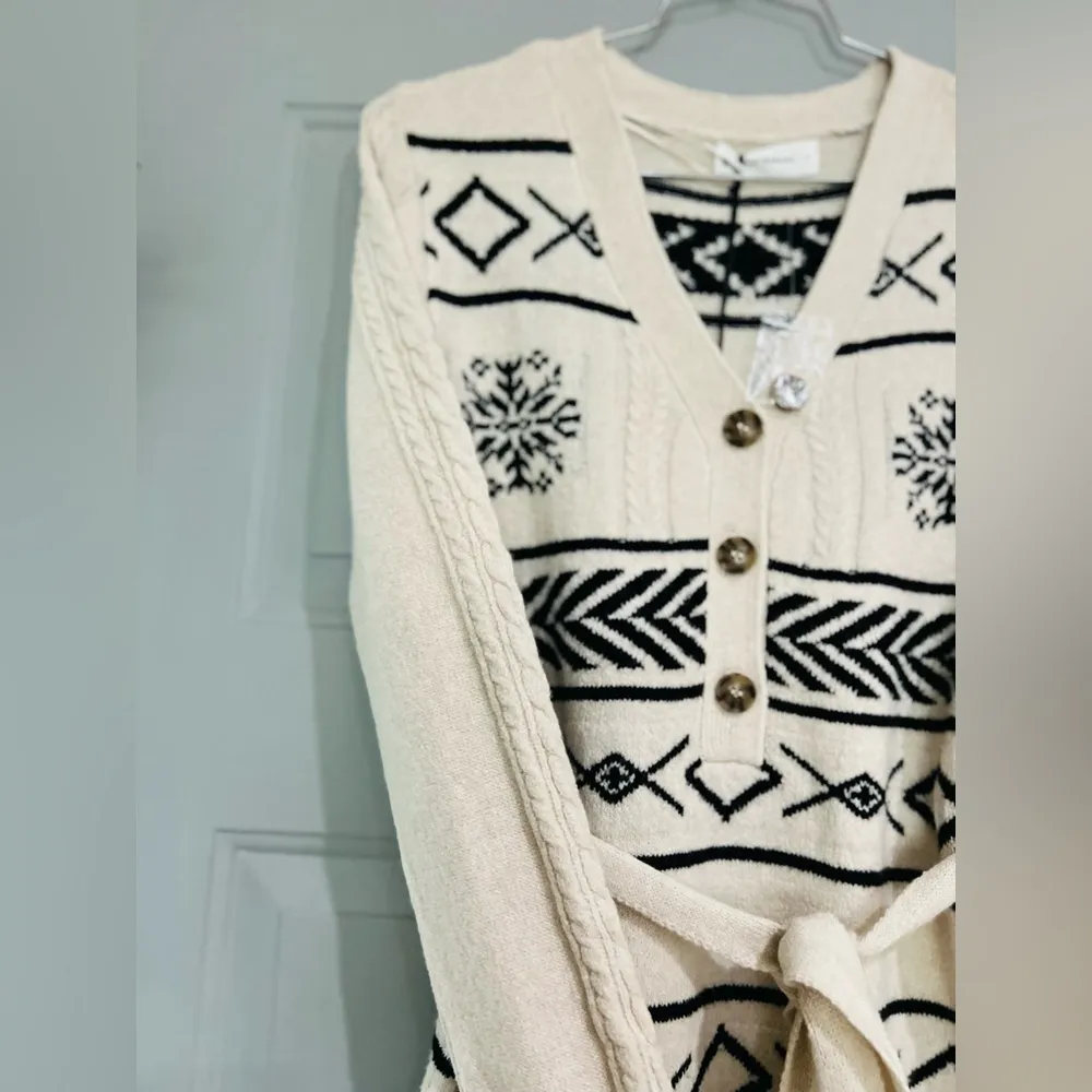 LUCKY BRAND Snowflake Geometric Cardigan Sweater Dress SIZE MED BY THE KNEE - Image 9