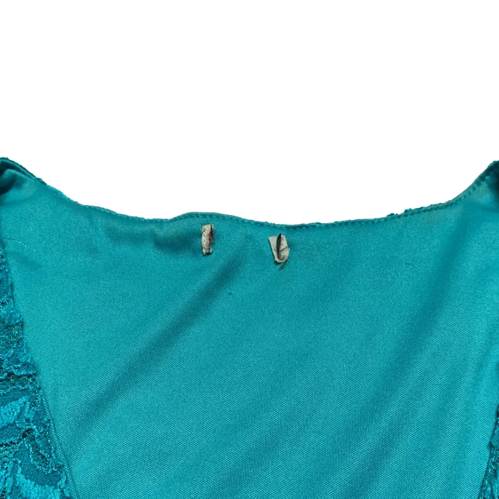 GUESS Teal Lace Cap Sleeve V-Neck Top - Image 4