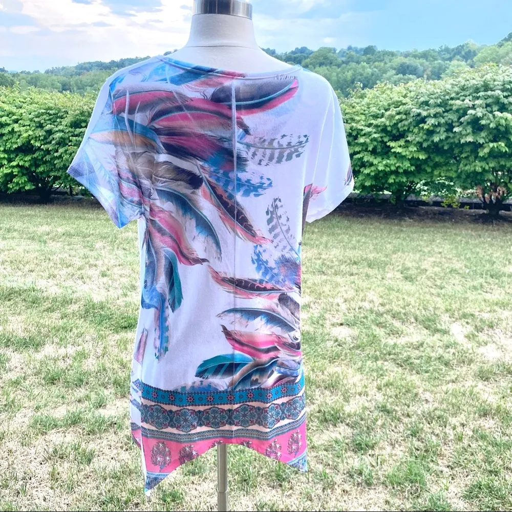 Blush Plus Size Short Sleeve Handkerchief Hem Top - Image 8