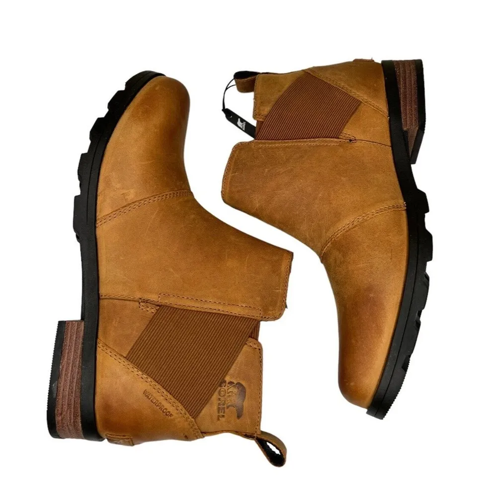 SOREL Emelie Chelsea Boots Waterproof Camel Brown Leather Women’s Size 10 - Image 6