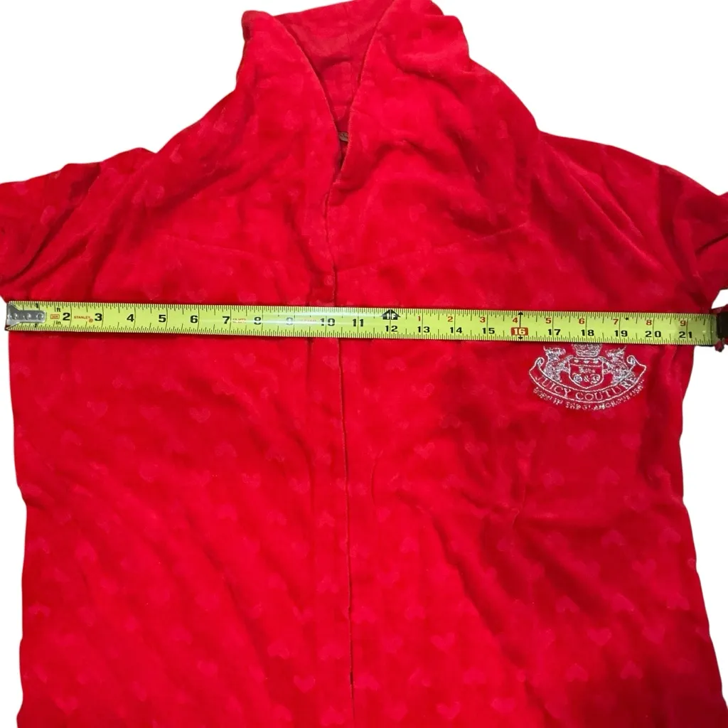 Juicy couture velour red hearts wrap robe ruffle hem babydoll bling embroidered - Image 4