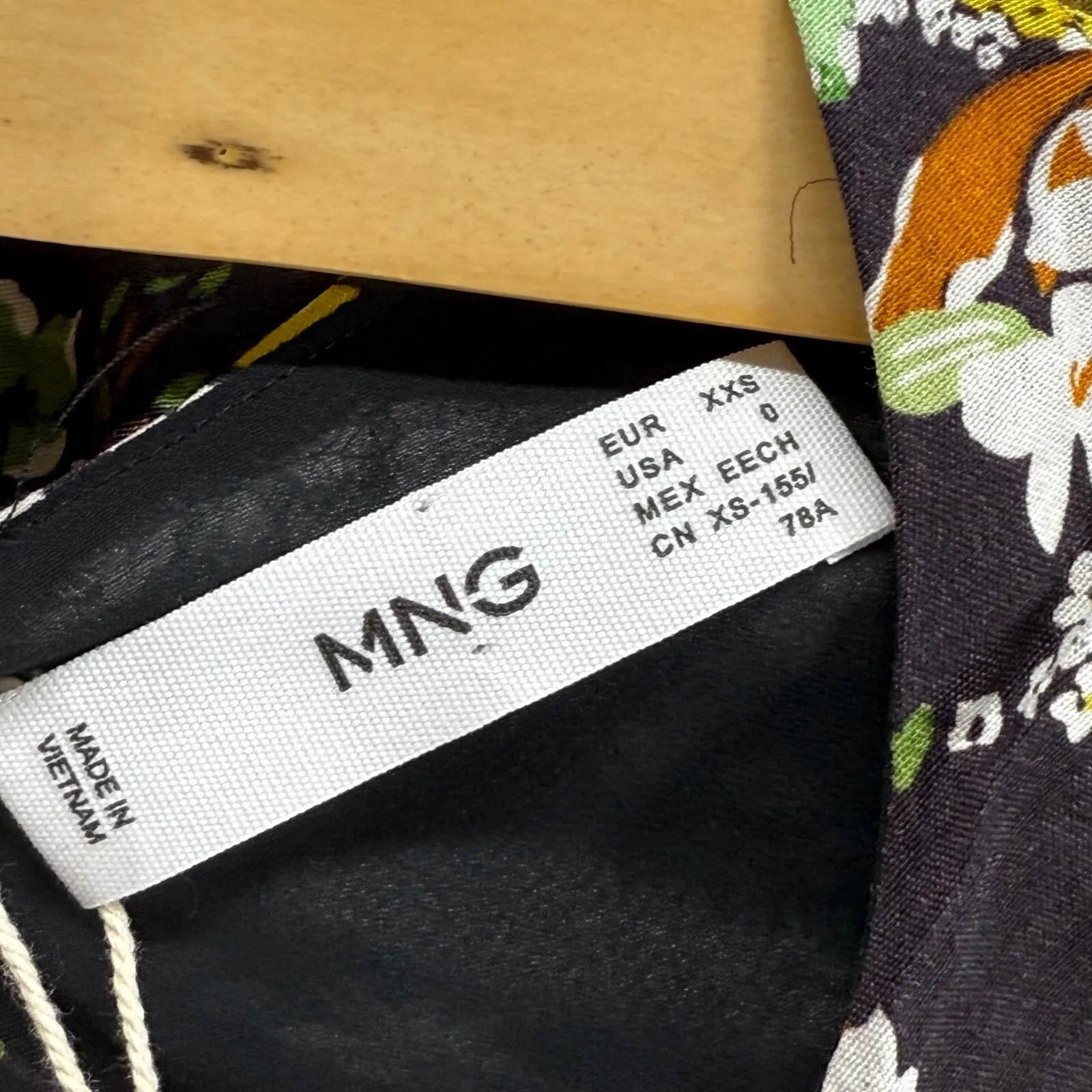 MNG Floral Midi Dress Long Sleeve Slit Sustainable‎ Viscose XXS side cutout - Image 8