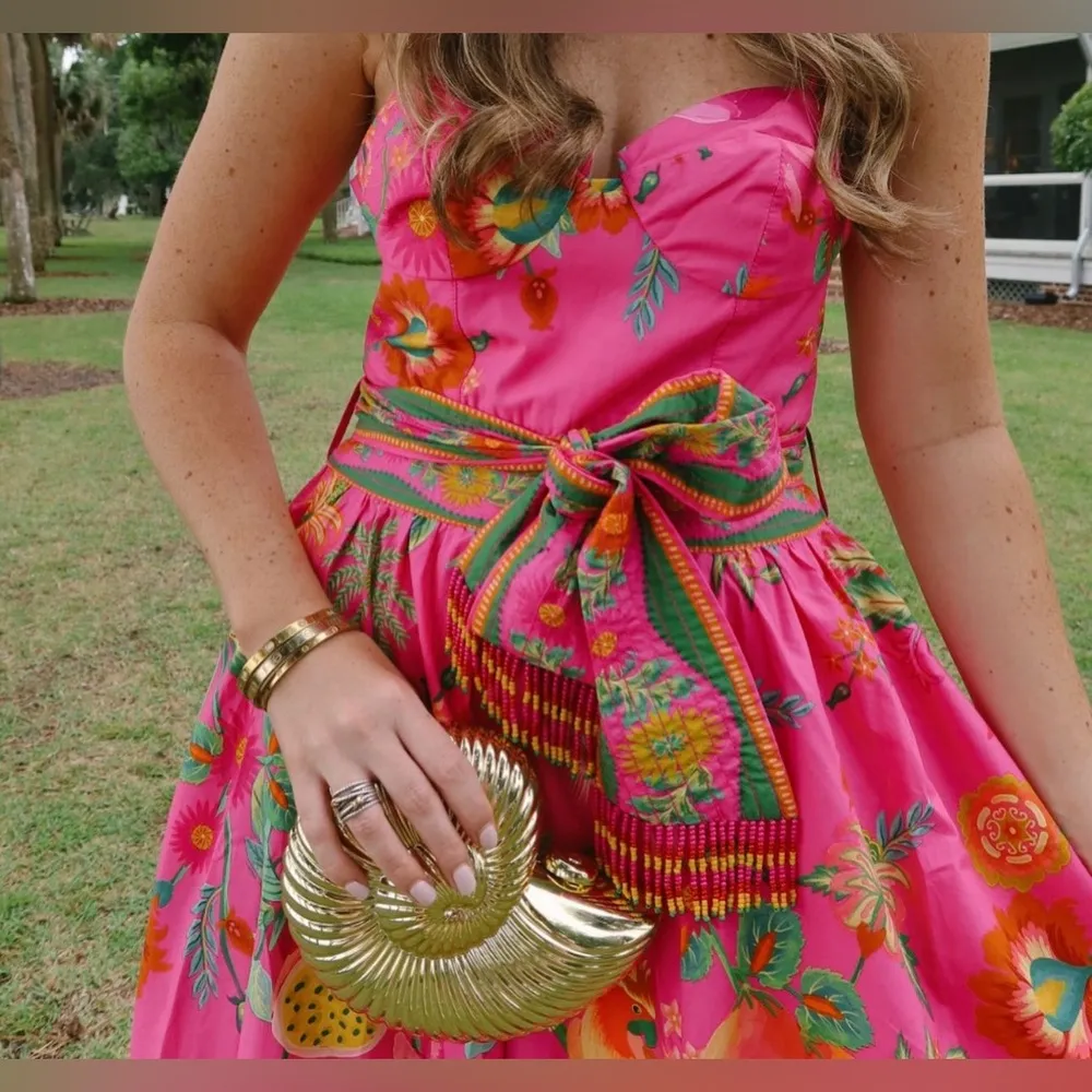 FARM RIO Pink Delicate Fruit Garden Maxi Dress M - Image 2