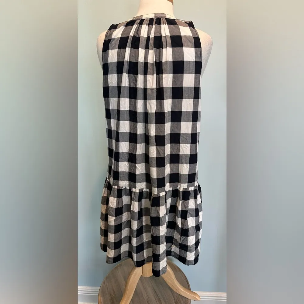 Loft Navy and White Gingham Sleeveless Dress Size medium - Image 5