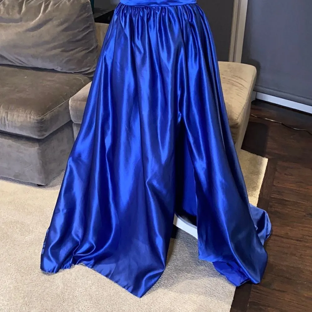 Women’s Spaghetti Strap Full Length Corset Back Party Prom Dress Size L *READ Blue Size L - Image 3
