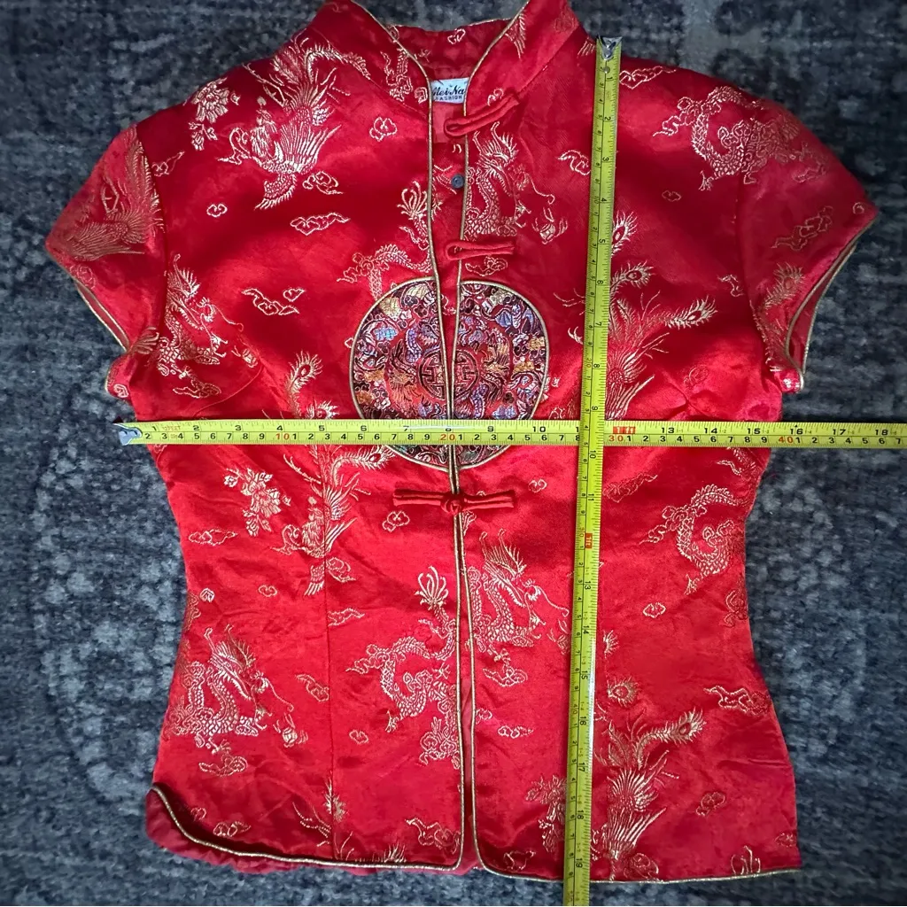 Mei Na Fashion Vintage Women’s XS S Red Asian Traditional Chinese Changshan Top - Image 7