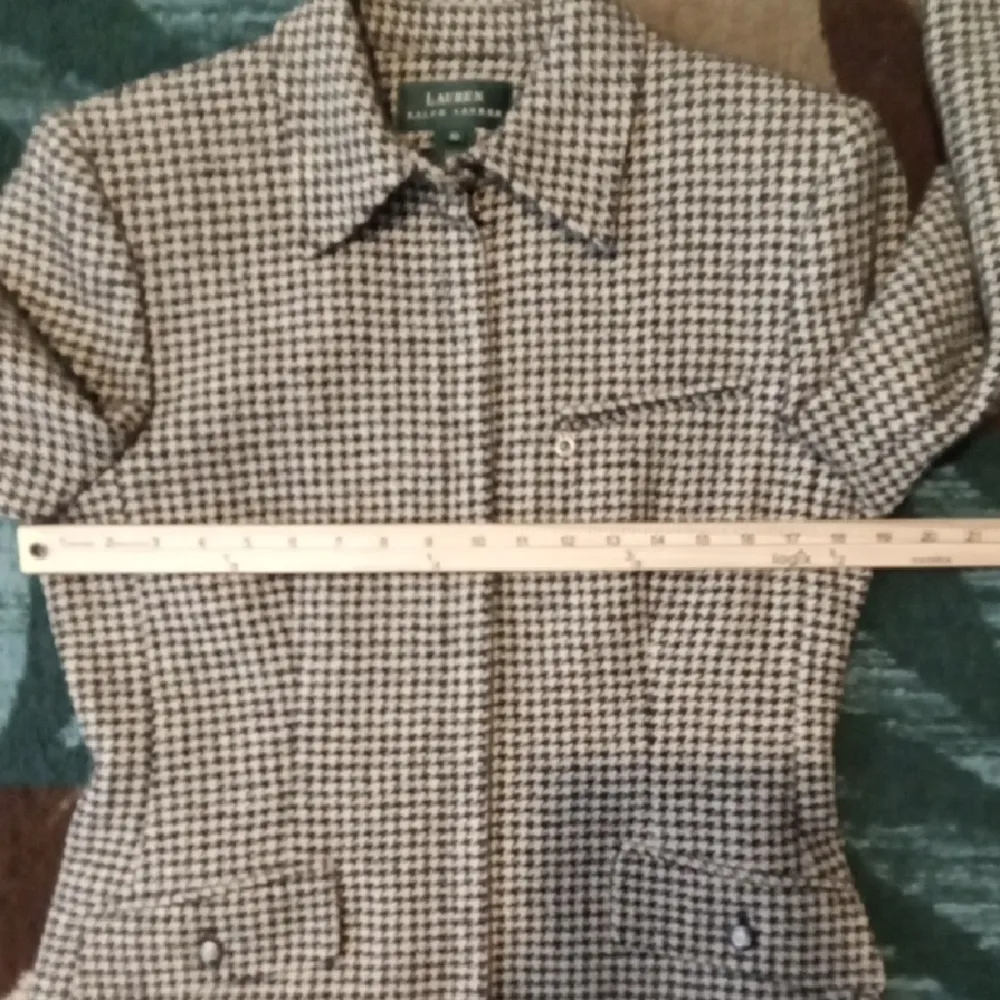 Lauren Ralph Lauren Silk Wool Classic Houndstooth Dark Academia Teacher Sz 10 - Image 9