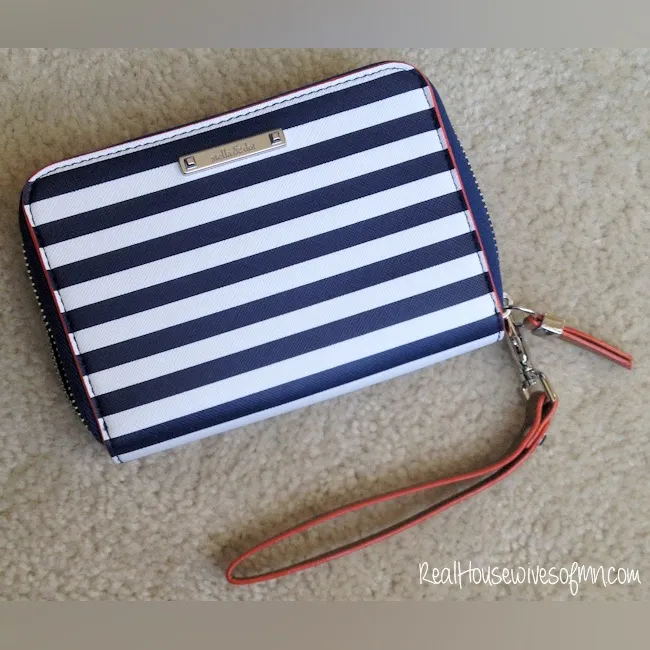 Stella & Dot Chelsea Tech Wallet Navy and White Striped - Image 5