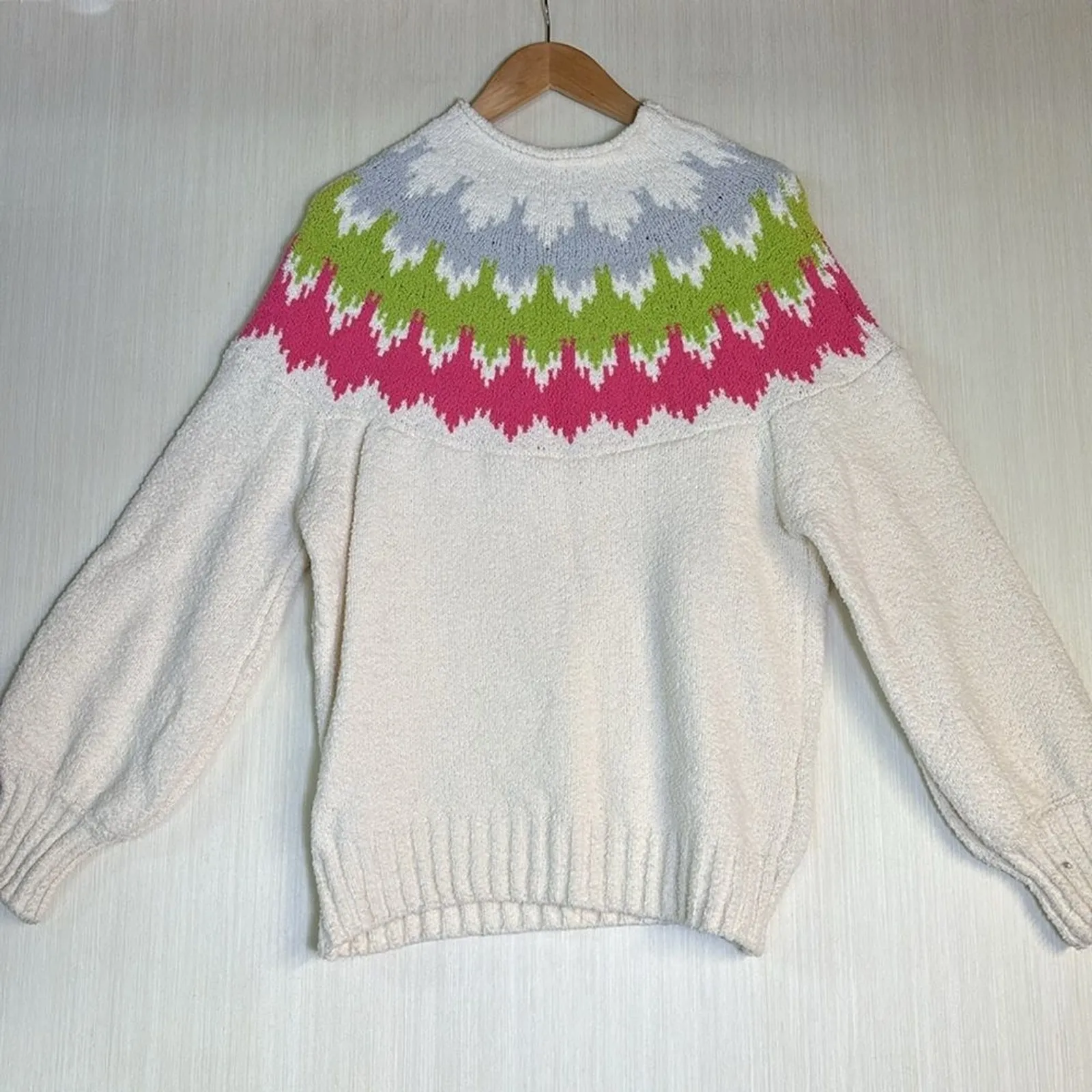 Ces Femme Women's Sweater Sz M Mock Neck Long Sleeve Winter Skii Resort White Size M - Image 7