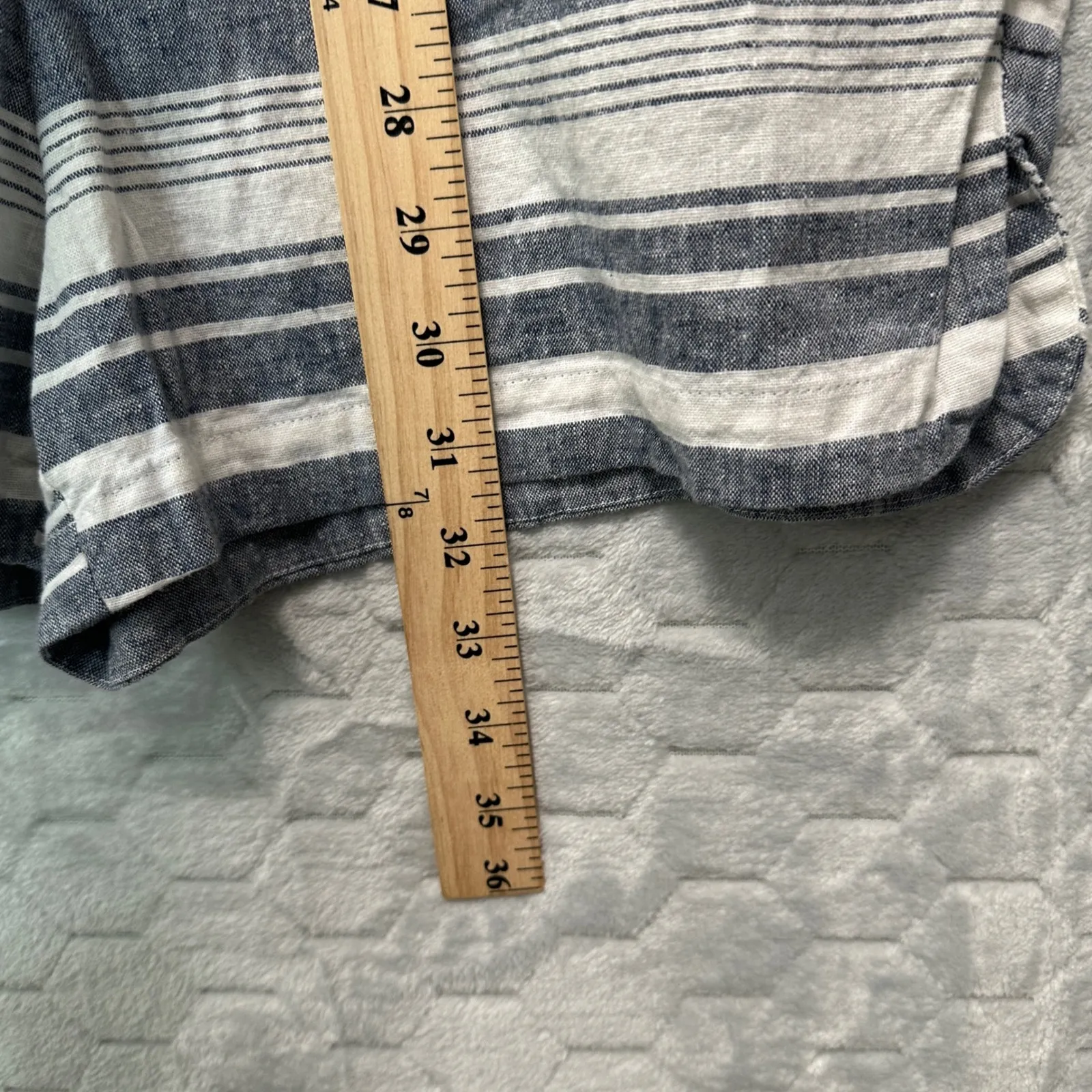 Madewell Womens‎ Linen Blend Romper S Blue White Striped No Belt Coastal Resort - Image 9