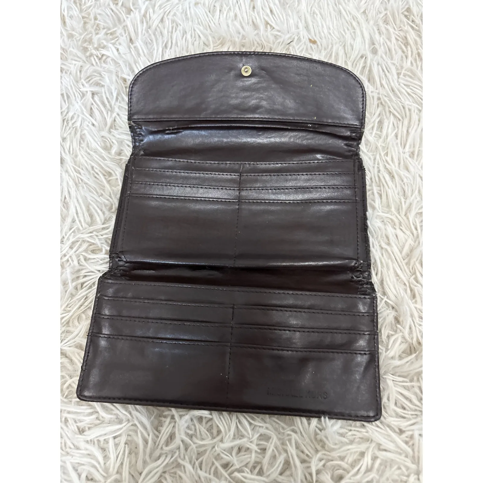 Michael Kors Brown Snakeskin Embossed Leather Clutch Wallet MK Logo - Image 8