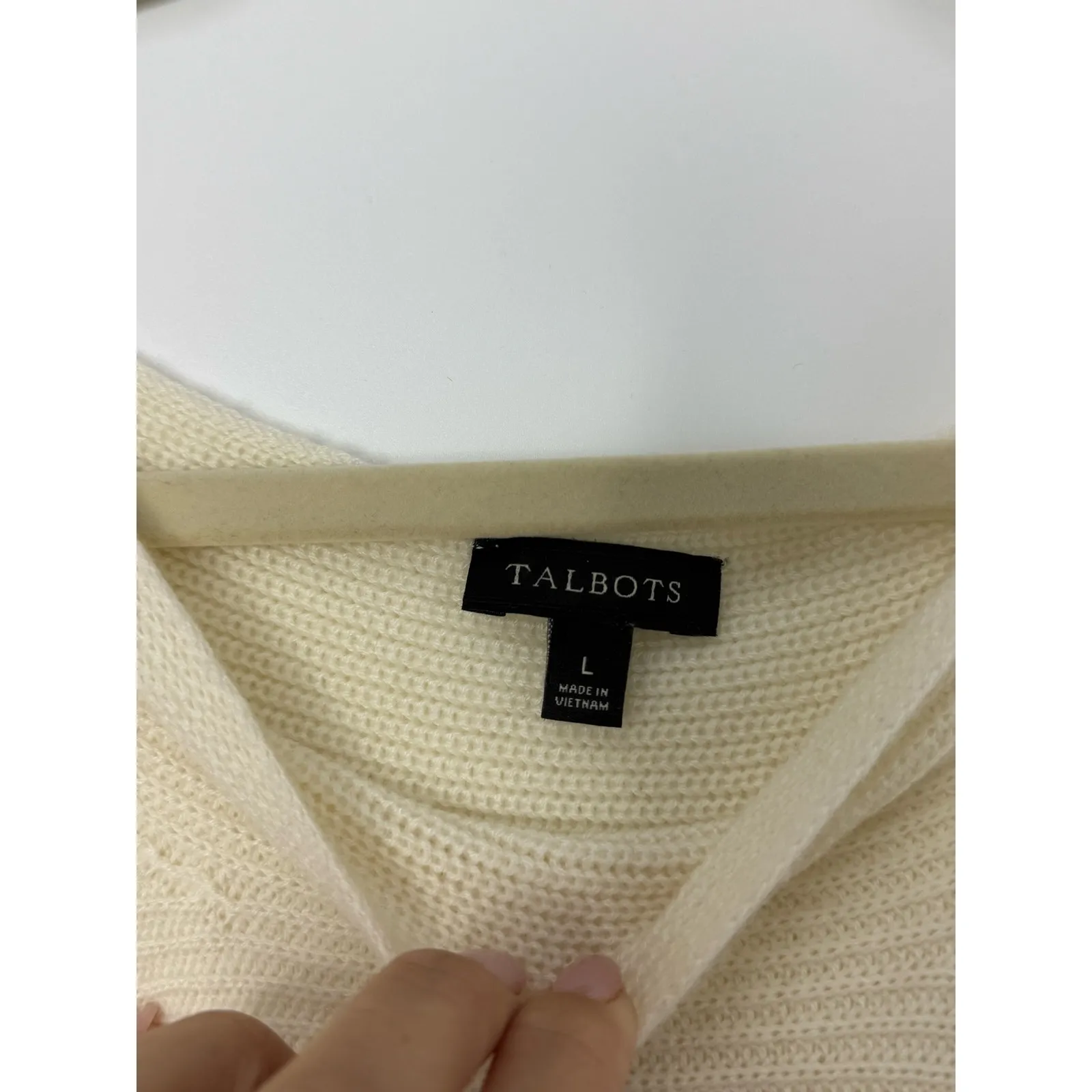 Talbots Lambswool Blend Sweater L Cream Minimalist Knit Pullover Quiet Luxury - Image 3
