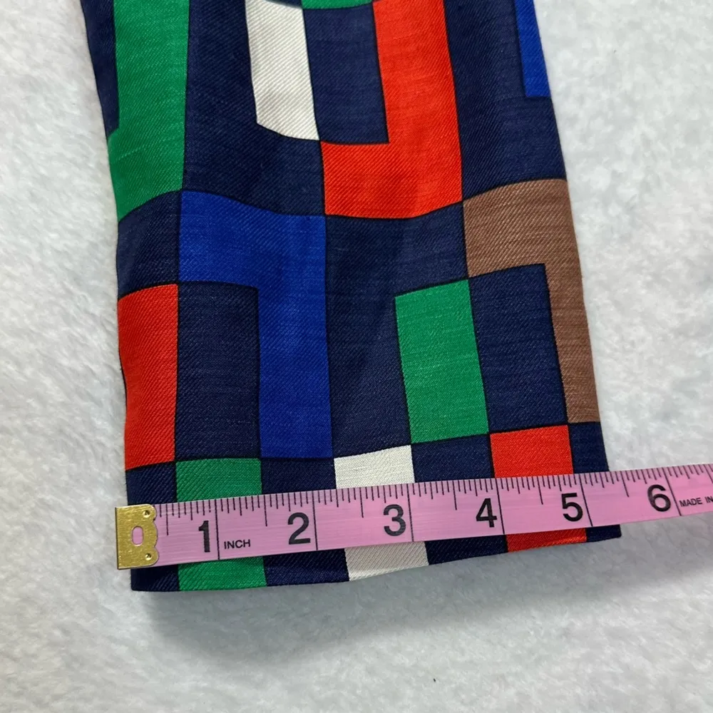 Milly of New York Silk Blend Colorful Block Pattern Trench Coat/Dress Red Size 4 - Image 11