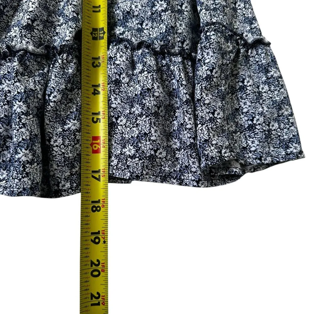 Rachel Roy Blue Floral Tiered Layered A-line Skirt Women Size Large | 67-2 - Image 6