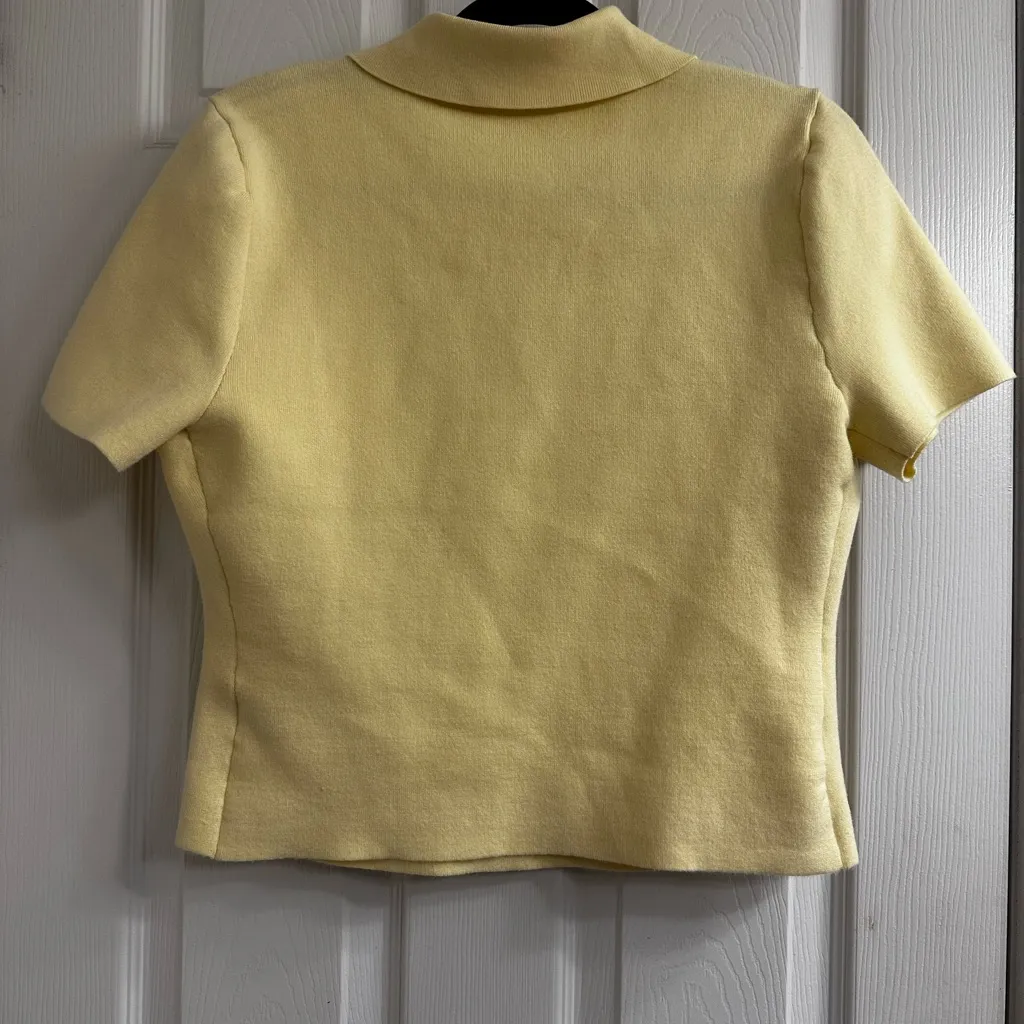 Marled Light Yellow Collared Top Size M - Image 3