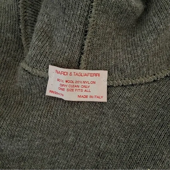 VINTAGE Wool Blend Cape Hood Black Taupe Made in Italy One Size Size undefined - Image 5