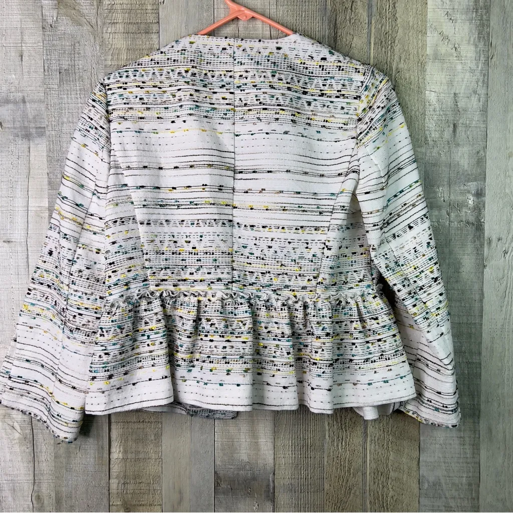 Zara Basic M Tufted Off White Blazer with Good Metallic Threading W/1 Hook & Eye - Image 3