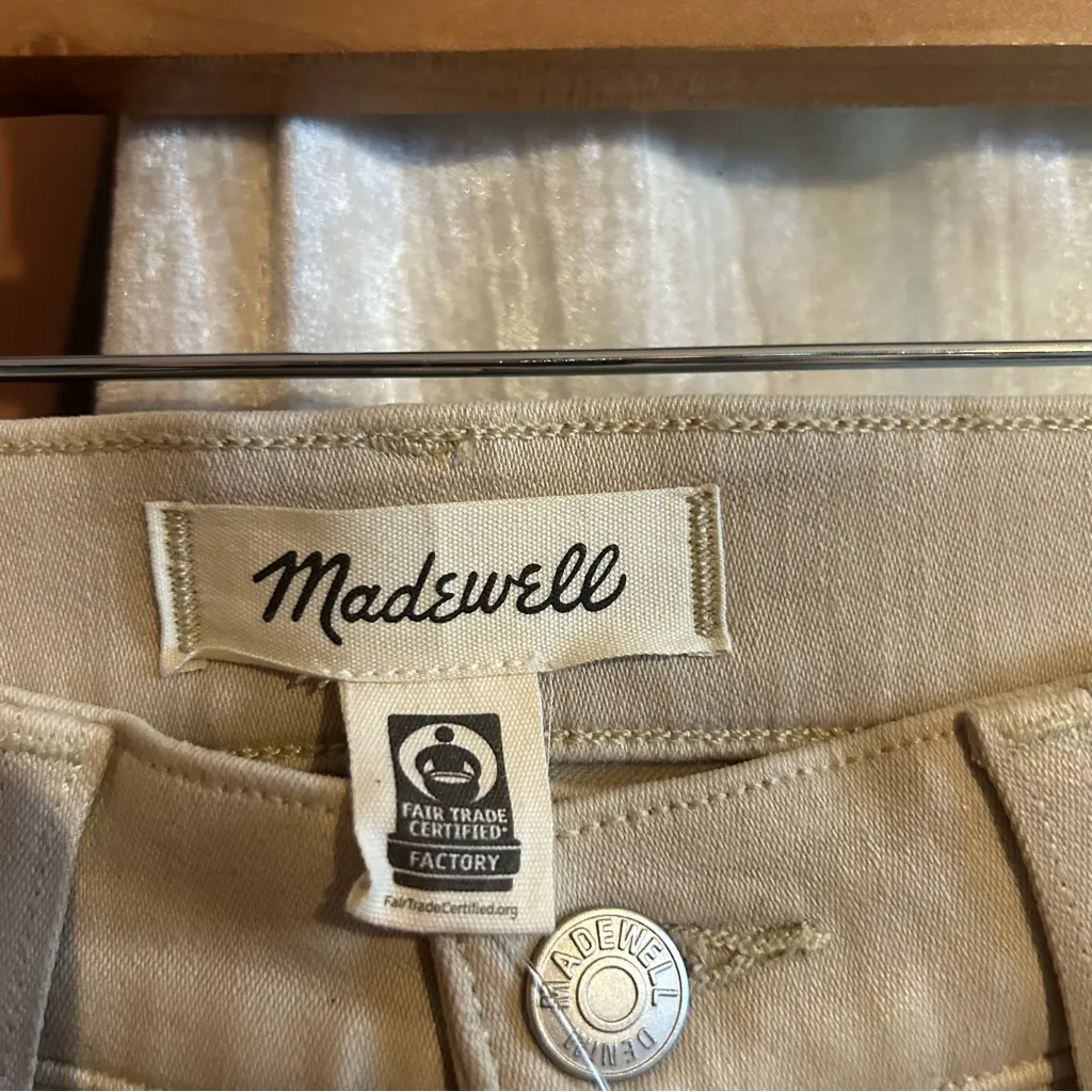 Madewell Kick Out‎ Crop Jeans Cali Flare Coated Pants Dune Tan Beige NWT Size 25 - Image 6