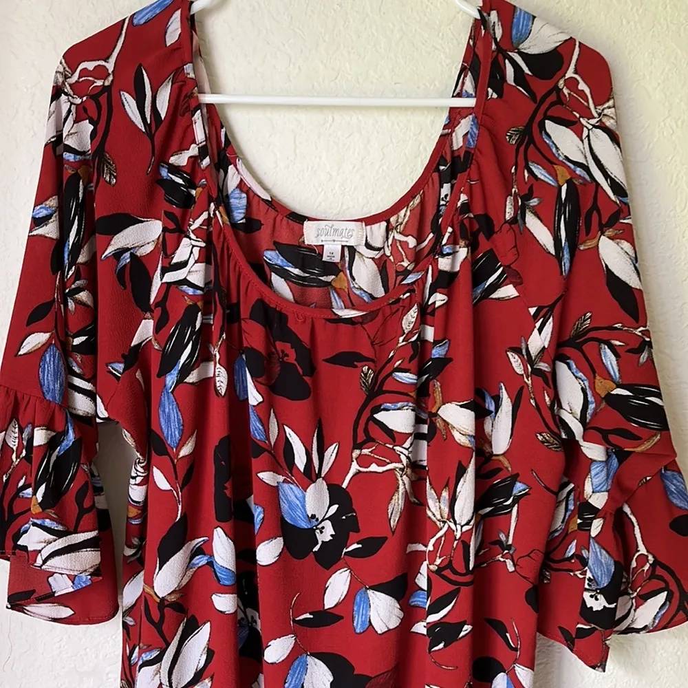 SOULMATES Plus Size 1X Fall Floral Print Dress - Image 15
