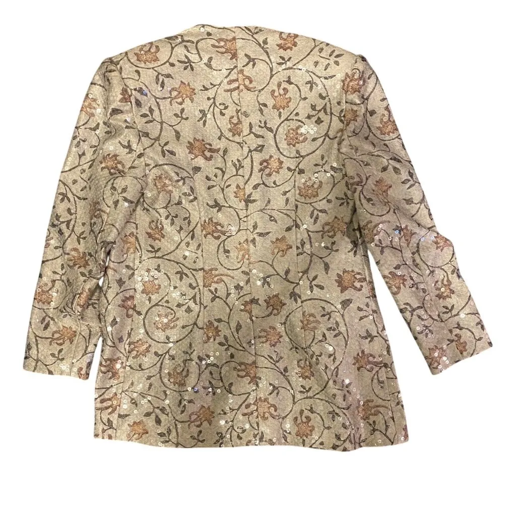 $5000 New Peggy Jennings 10 12 Bespoke Skirt Suit Silk Formal Custom Couture VTG Tan - Image 4