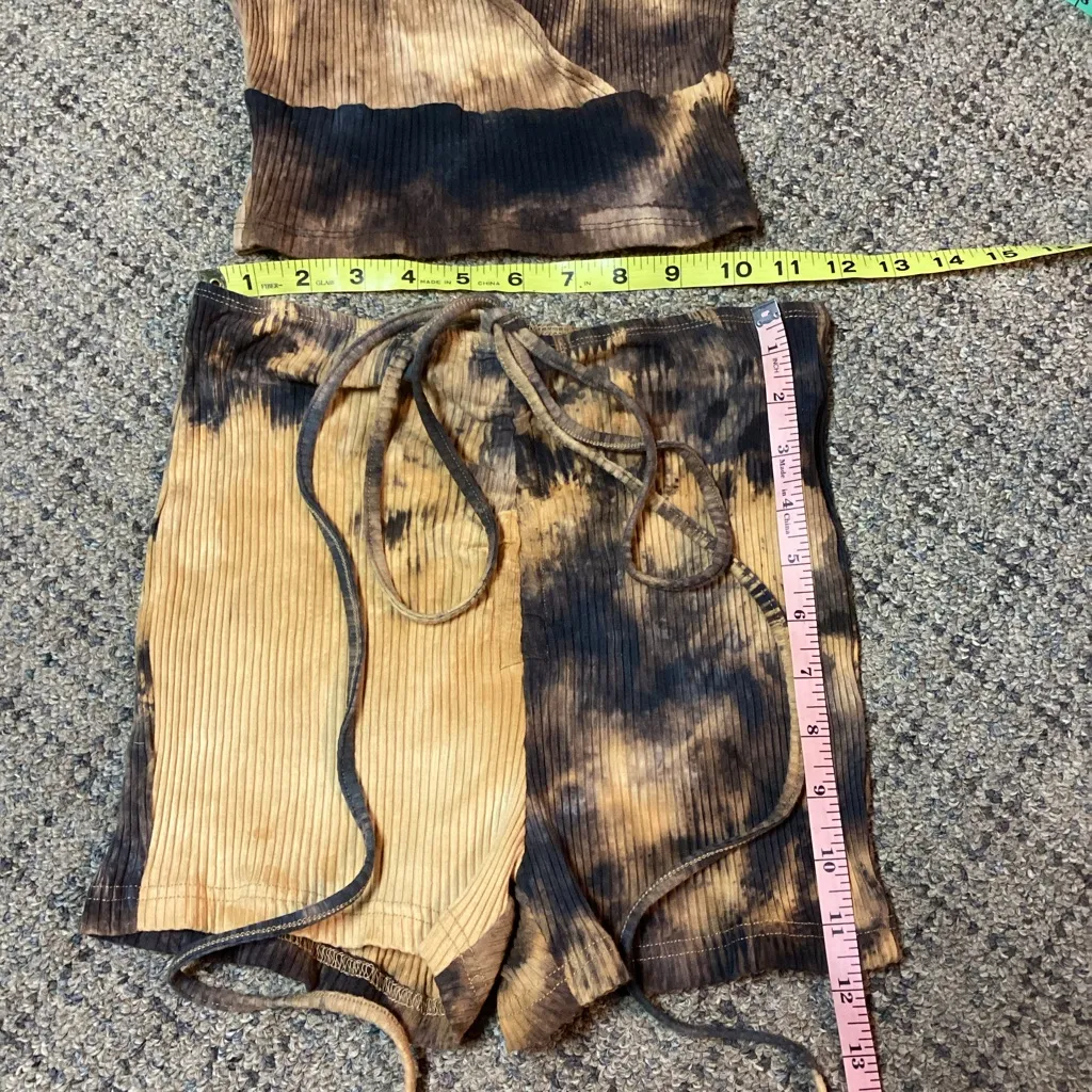 SHEIN Black Gold Yellow Tie Dye 2 Piece Short Tank Top Set * Size XS - Image 6