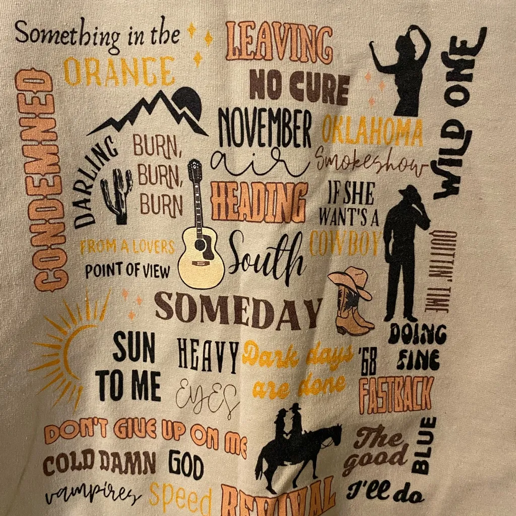 Unisex Women's Zach Bryan Highway Boys Beige Tan Crewneck Sweatshirt Size Medium - Image 4