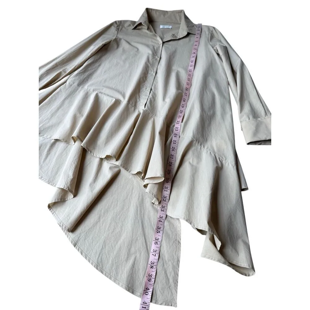 ottod’Ame 100% Cotton Tan Asymmetrical Blouse Size 4 - Image 6