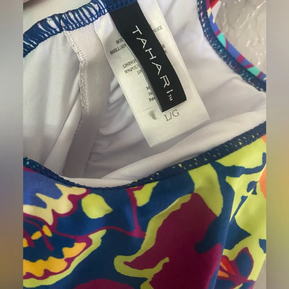 TAHARI Women's Size L One Piece Bathing Suit Versatile Ruffle Floral Bright NWT - Image 5