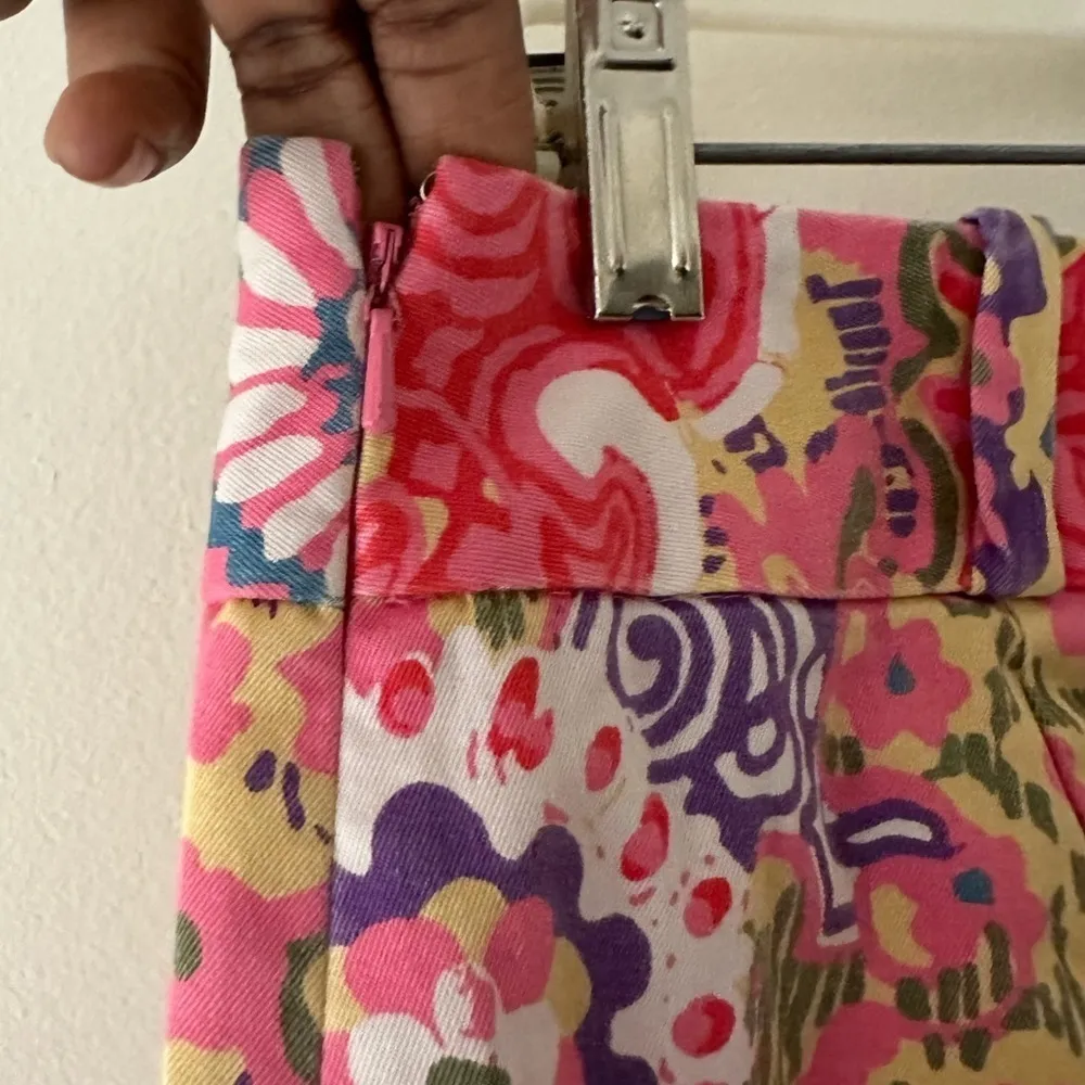 J Crew Factory Skirt Artsy Colorful Mini Size 4 A Line Flirty Cotton Spandex Pink - Image 3