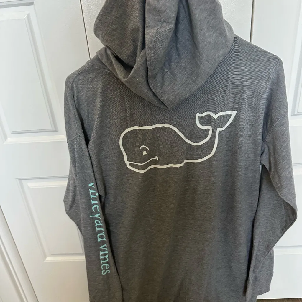 Vineyard Vines  Charcoal Hoodie with Whale Emblem - Image 2