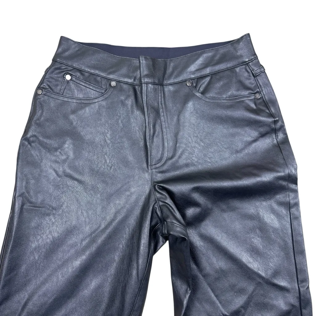 SPANX Black Faux Leather Luxe Black Slim Straight Leg Pant 20528R Size Medium - Image 6
