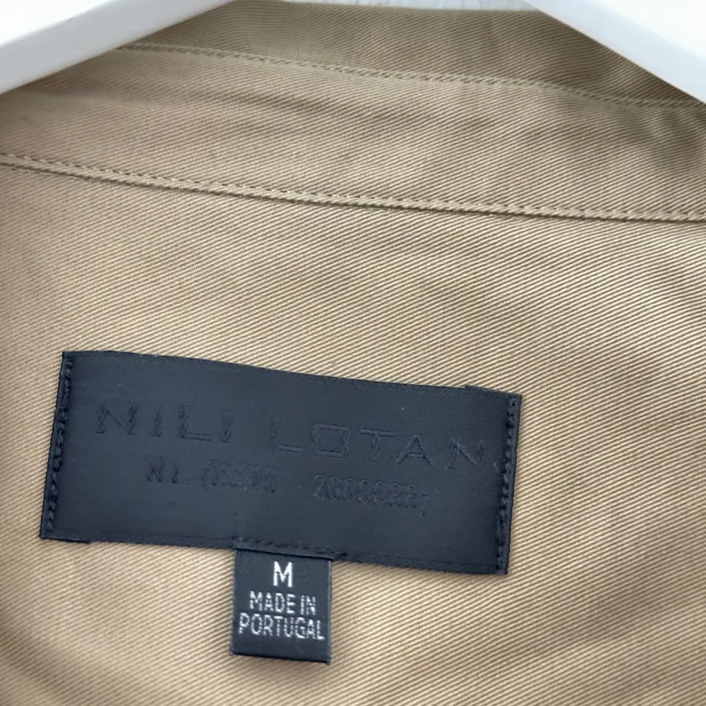NILI LOTAN Natalie Cotton Poplin Shirt in Sand M Tan Size M - Image 5