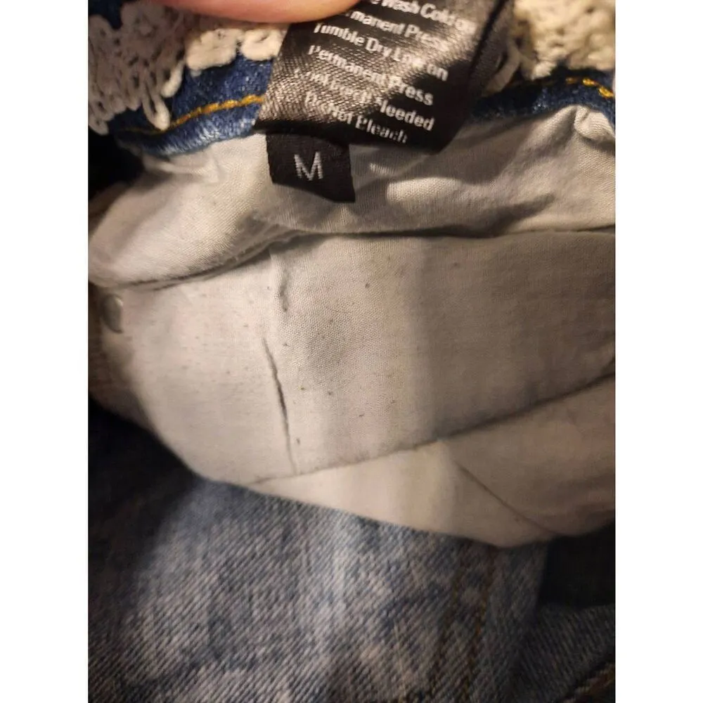 Pol Jean size M Destroyed Raw Hem Mom Jeans Blue Size M - Image 5