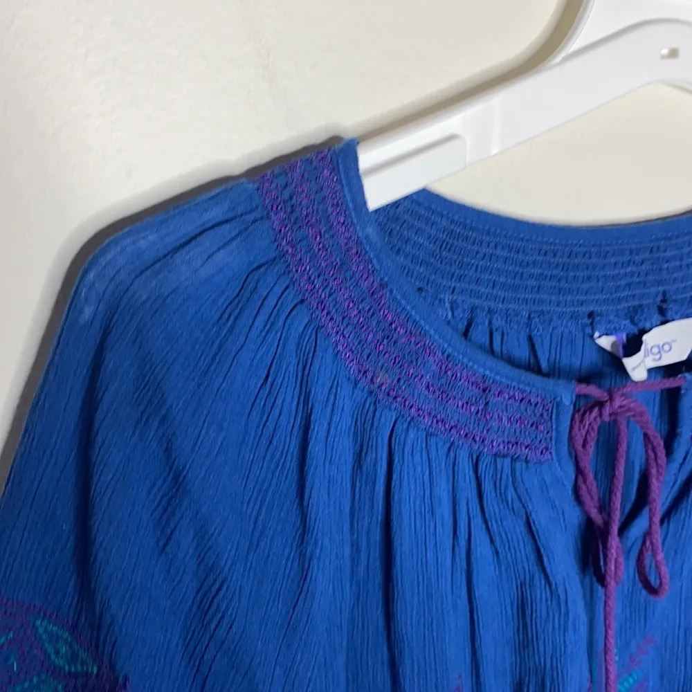 Great Northwest Indigo embroidered peasant blouse size S - Image 4