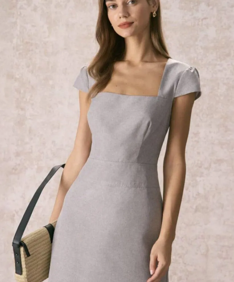 RIHOAS The Grey Square Neck Cap Sleeve Mini Dress 3 Gray Size XS - Image 4