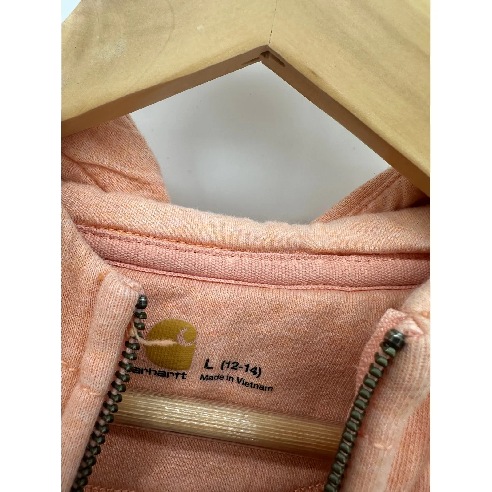 Carhartt Womens Full Zip Jacket Size L Orange Hoodie Sweatshirt Fleece Lined - Image 5