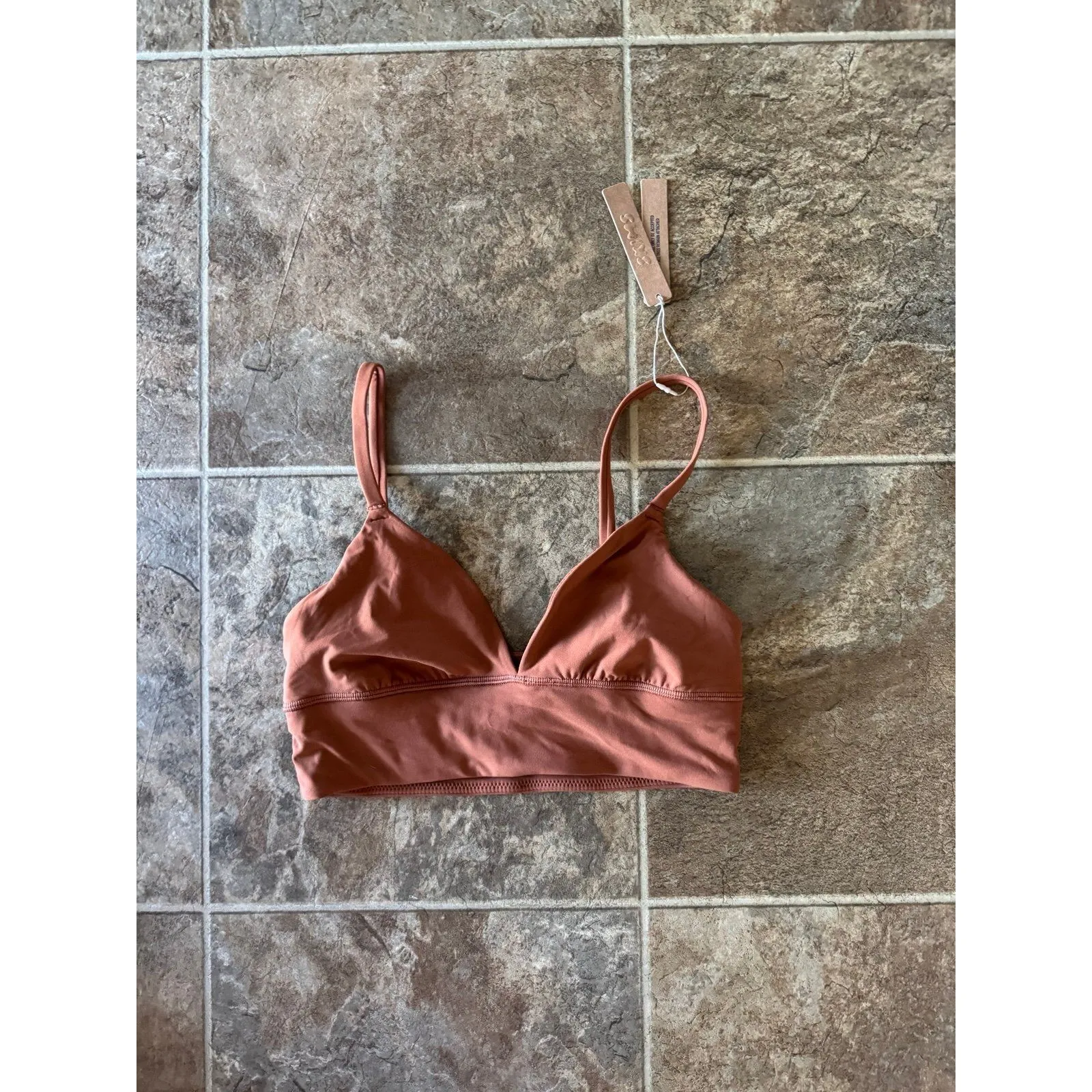 Skims Fits Everybody Triangle Longline Bralette Bronze Size Small - Image 3