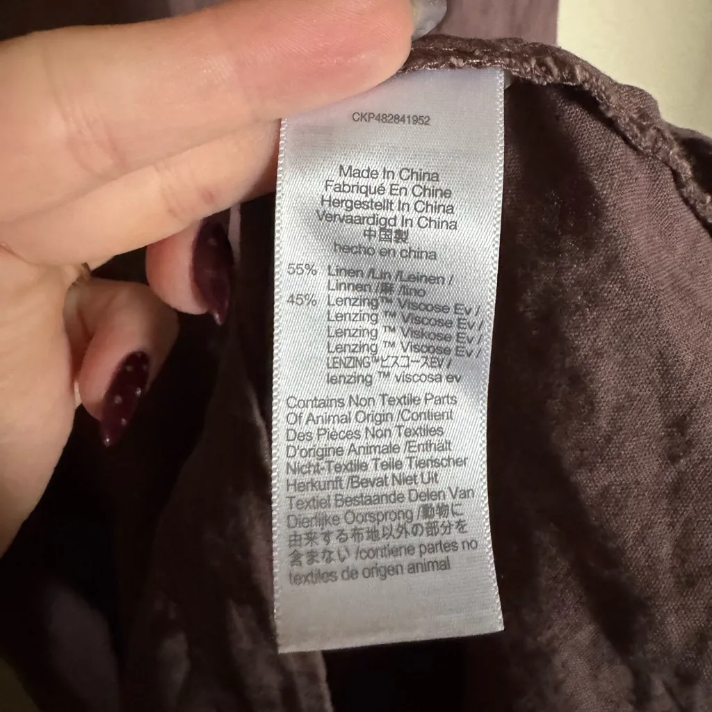 Madewell Carmine Linen shirt button down maxi Dress size 10 in brown - Image 6