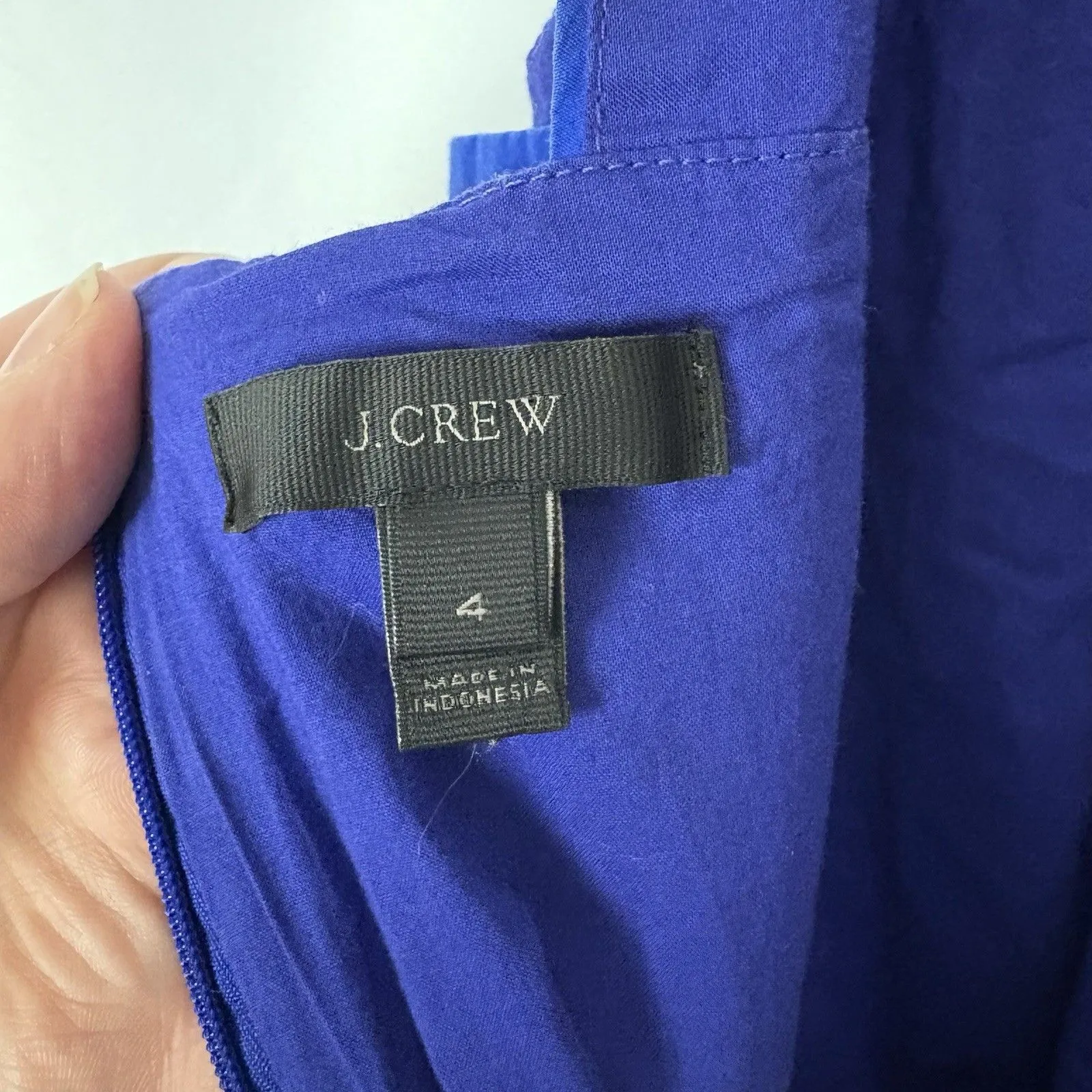 J.Crew A-line Sash Tie Brilliant Sapphire Blue Belted Cotton Size 4 Preppy - Image 9