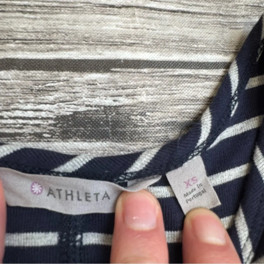 Athleta Women's A Line Tank Dress XS Extra Small Dark Navy Blue Grey Gray Stripe - Image 7