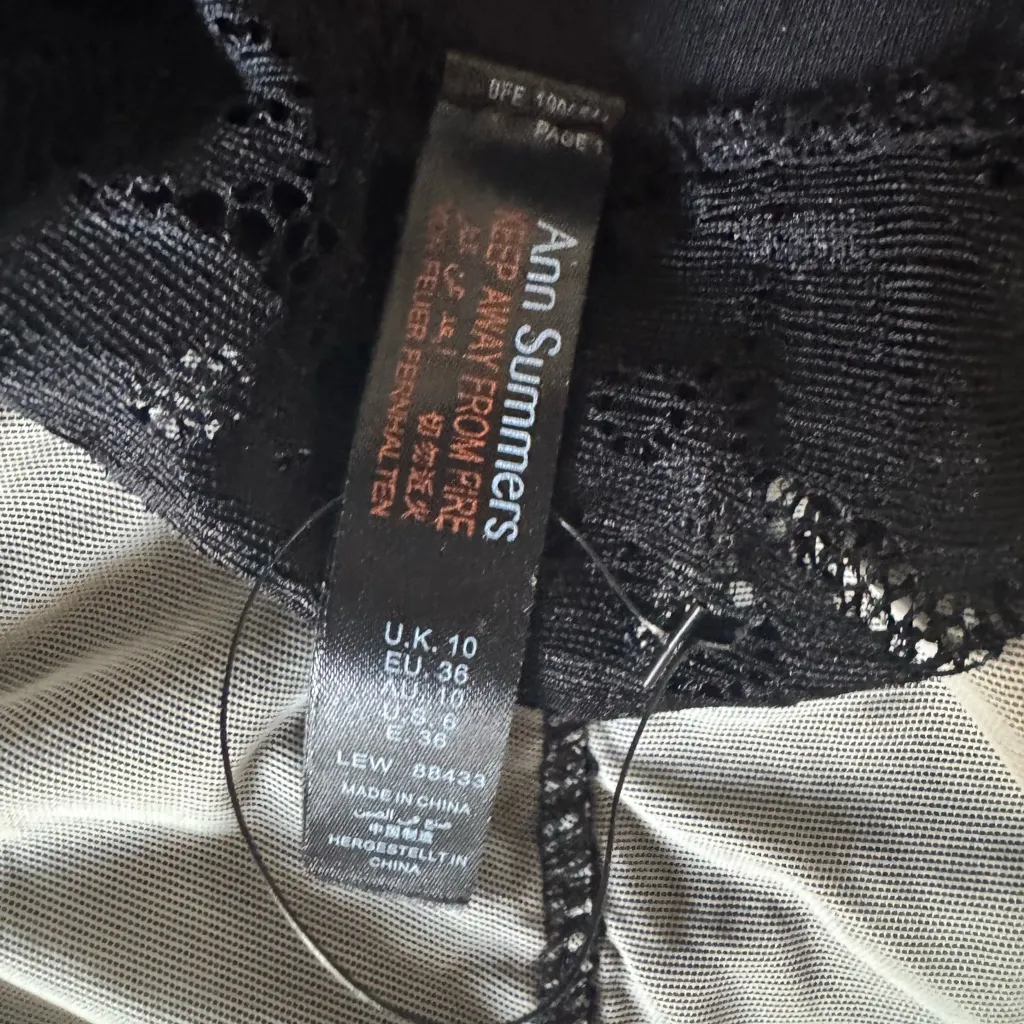 Ann Summers Rave Festival Lingerie Laced Black Bodysuit Size 6 - Image 4