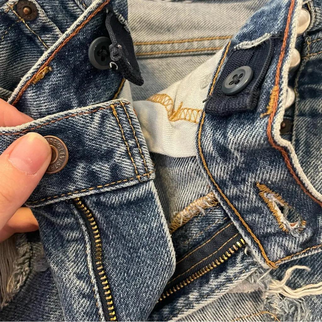 Vintage Levi’s x RUNWAYDREAMZ Studded Jean Cutoff Shorts - Image 7