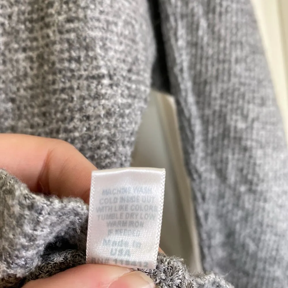 MONROW Gray Waffle Knit Thermal Sweater Size Small Basic Lounge Casual Revolve - Image 4